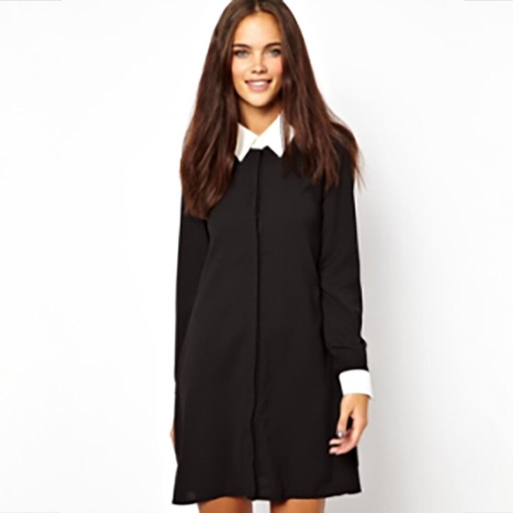 NWOT | Glamorous Shirt Dress With Contrast Collar And Cuff